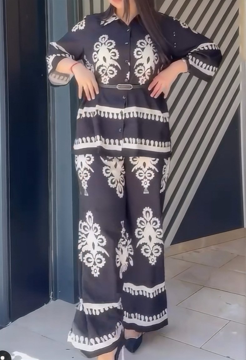 Casual Shirt Printed Trousers Two-Piece Set