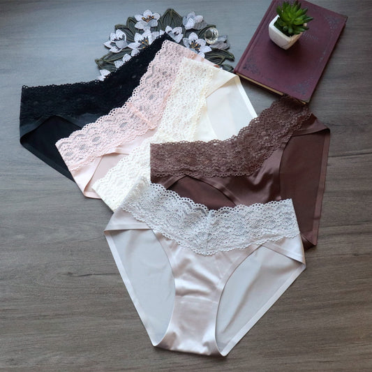 Women's antibacterial lace seamless silk underwear
