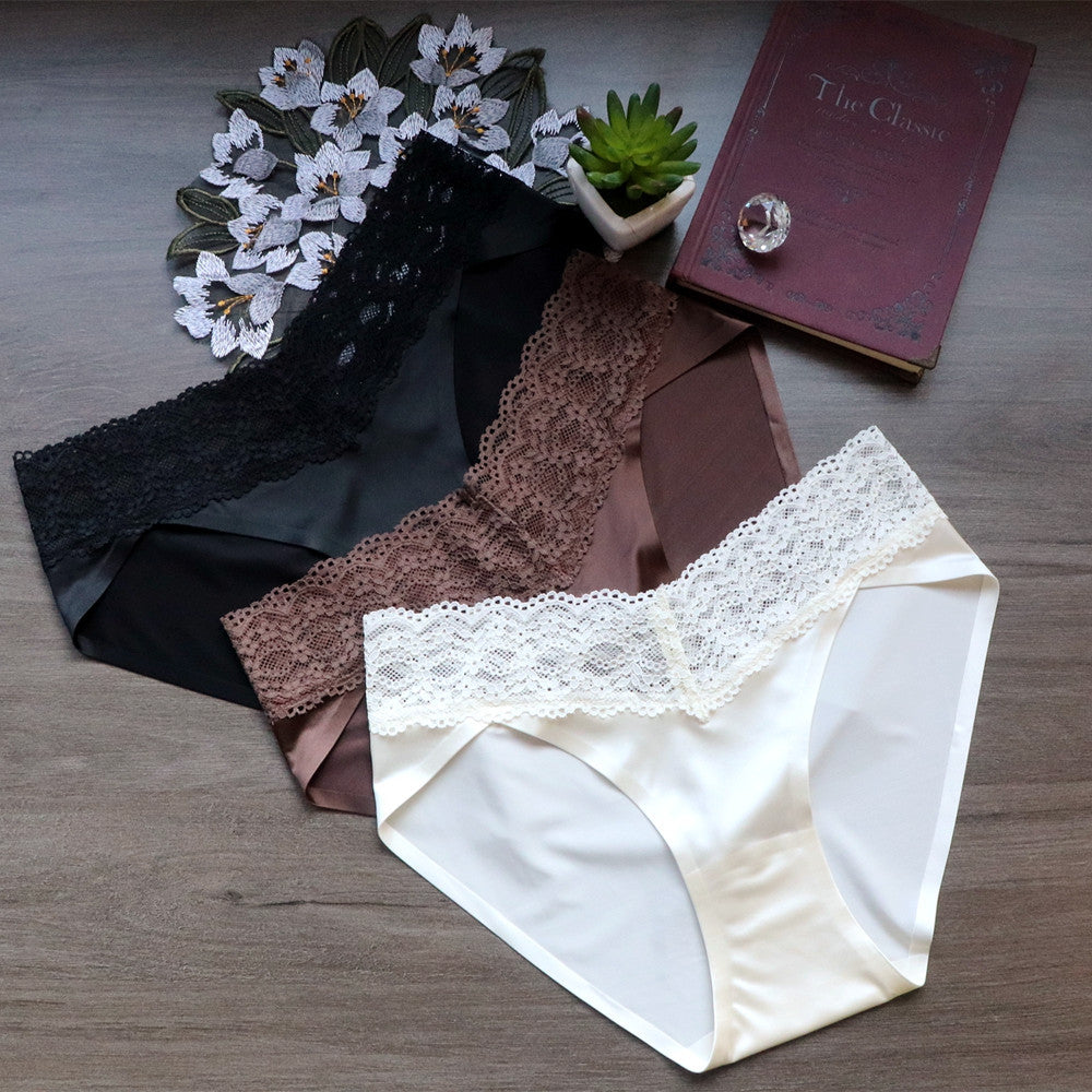 Women's antibacterial lace seamless silk underwear