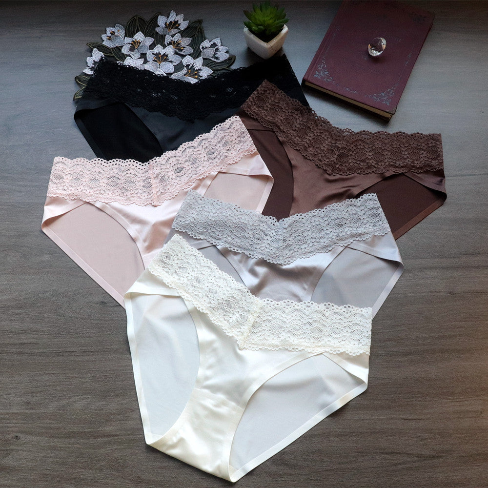 Women's antibacterial lace seamless silk underwear