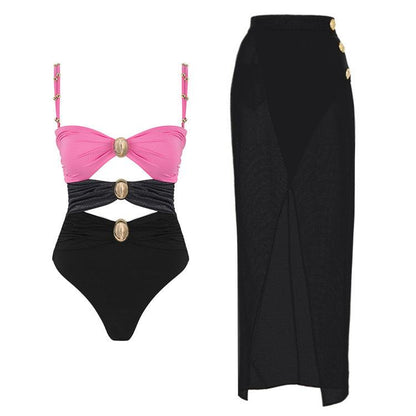 Color Block One Piece Swimsuit