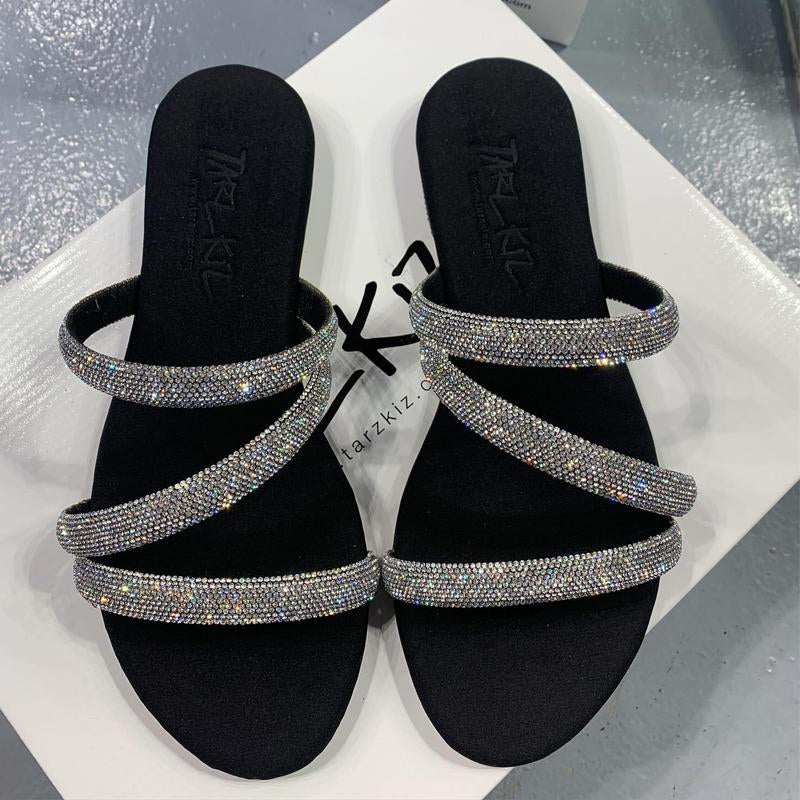 Rhinestone Beach Flat Sandals