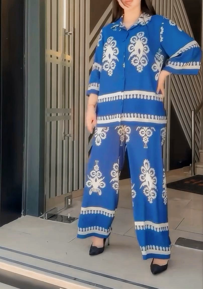 Casual Shirt Printed Trousers Two-Piece Set
