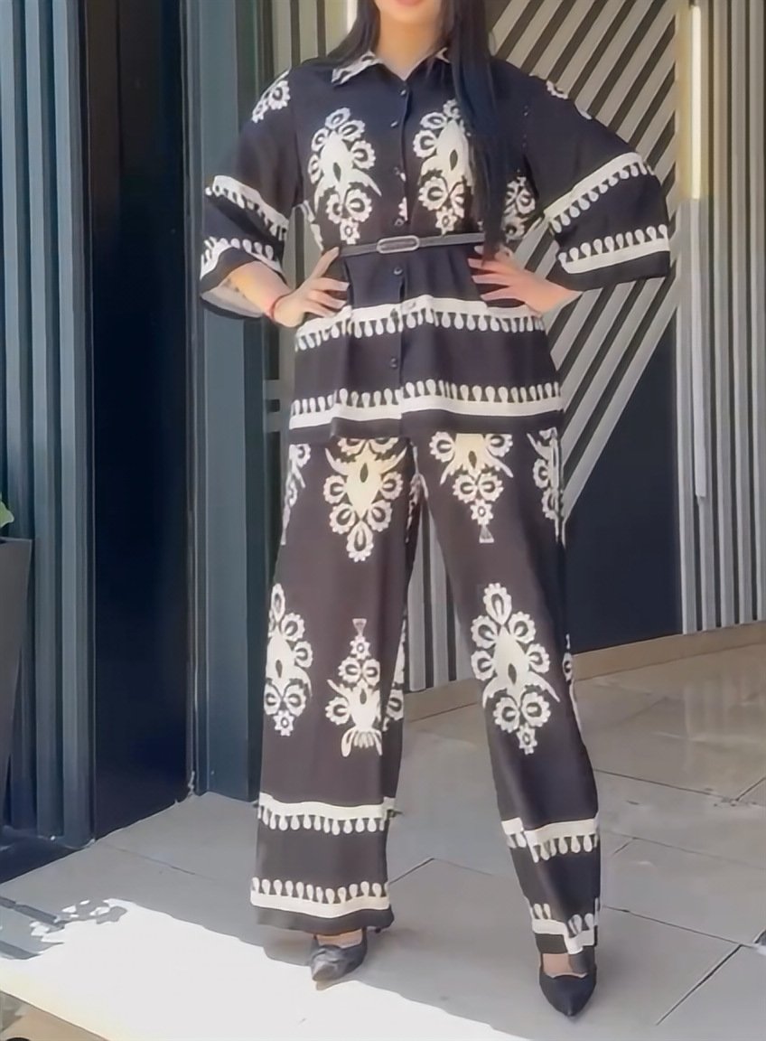 Casual Shirt Printed Trousers Two-Piece Set
