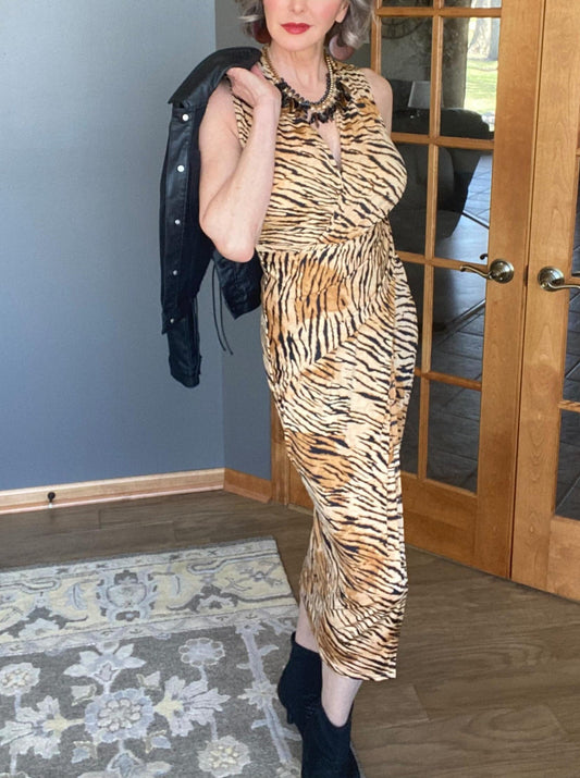 Women's Animal Print Evening Wrap Dress