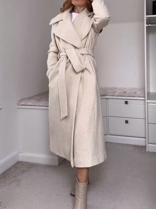 Oversized Notched Collar Wrap Coat